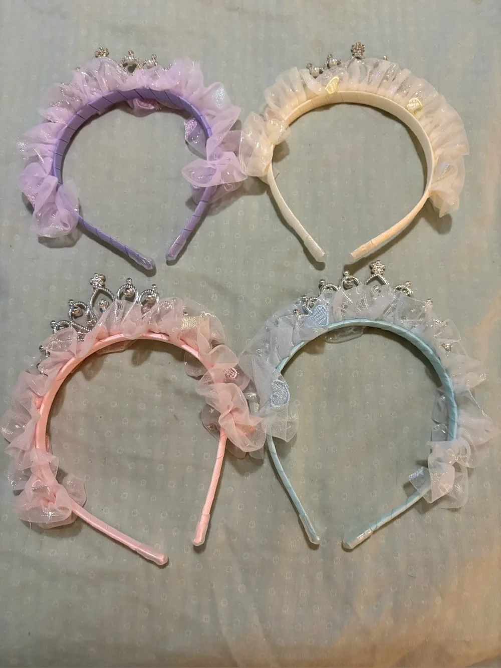 Kids Tiara Headband Set - Pastel Pink, Blue, Purple & Cream